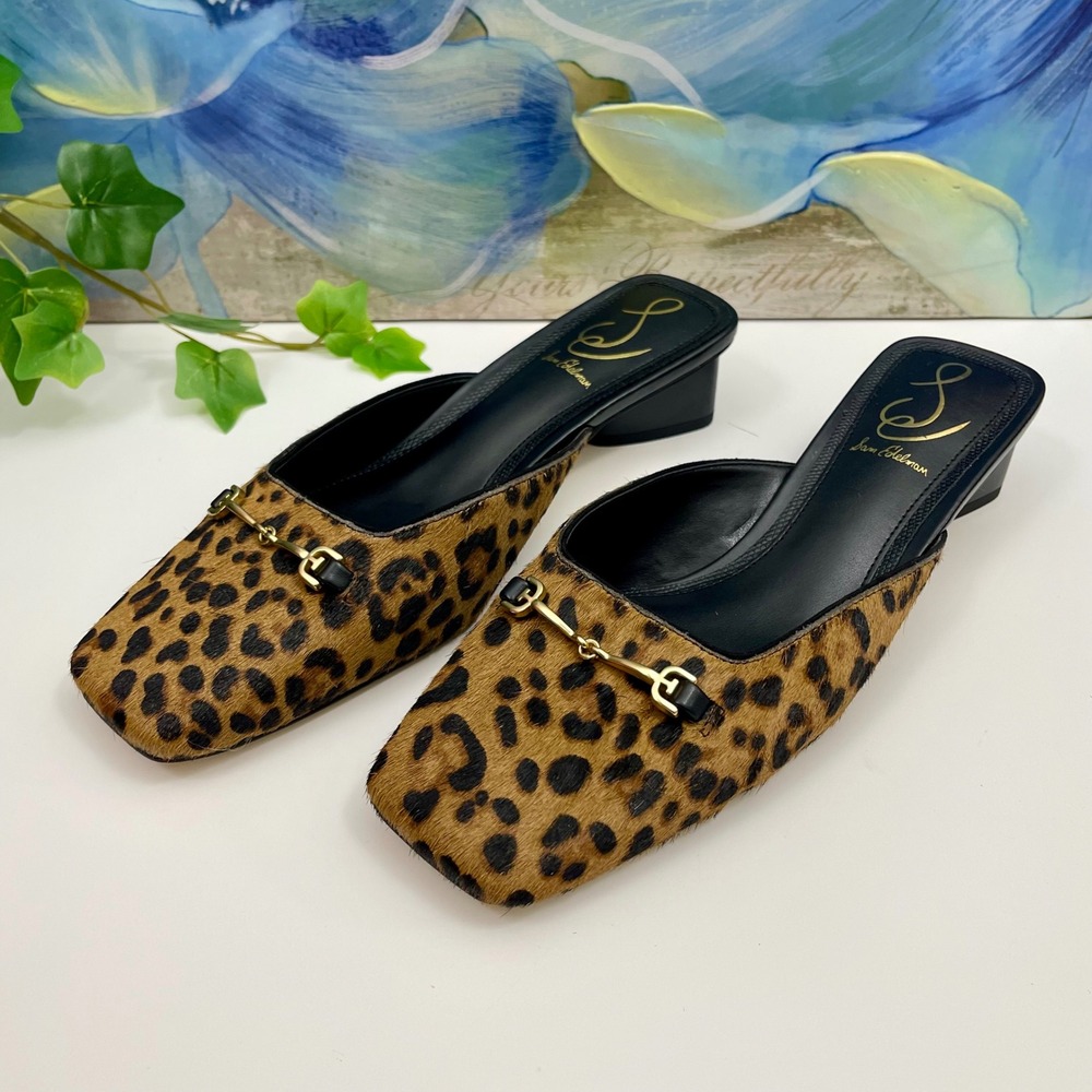 New Sam EdelmanWomen's Ollie Square Toe Mule In Tan Leopard Print Size 6.5 - Picture 5 of 12
